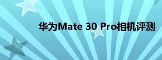 华为Mate 30 Pro相机评测