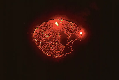 夏威夷火山喷发在华丽的卫星照片中发光