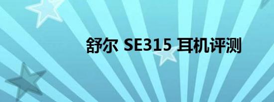 舒尔 SE315 耳机评测