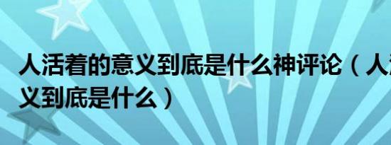 人活着的意义到底是什么神评论（人活着的意义到底是什么）