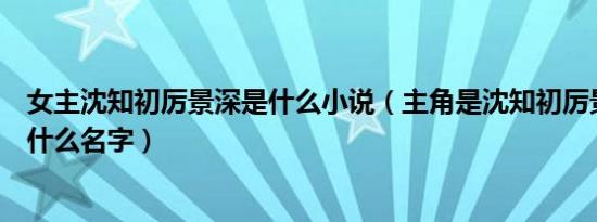 女主沈知初厉景深是什么小说（主角是沈知初厉景深小说叫什么名字）