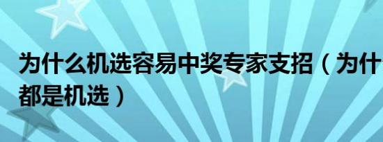 为什么机选容易中奖专家支招（为什么中奖的都是机选）