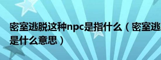 密室逃脱这种npc是指什么（密室逃脱的npc是什么意思）