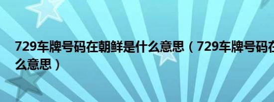 729车牌号码在朝鲜是什么意思（729车牌号码在韩国是什么意思）