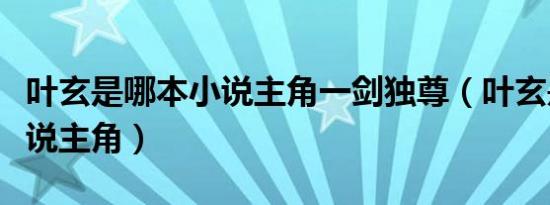 叶玄是哪本小说主角一剑独尊（叶玄是哪本小说主角）