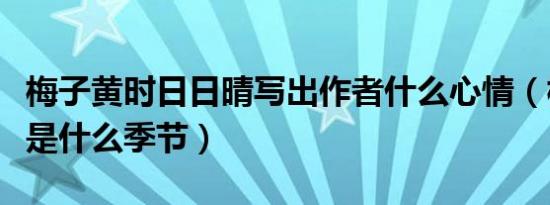 梅子黄时日日晴写出作者什么心情（梅子黄时是什么季节）