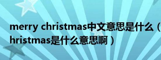 merry christmas中文意思是什么（merrychristmas是什么意思啊）
