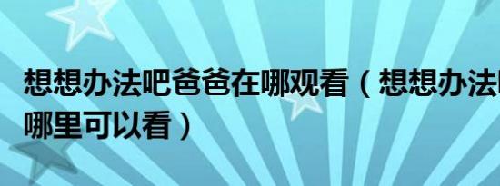 想想办法吧爸爸在哪观看（想想办法吧爸爸在哪里可以看）