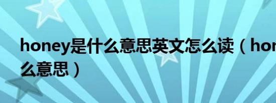honey是什么意思英文怎么读（honey是什么意思）