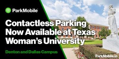 ParkMobile和德州女子大学的非接触式校园停车合作伙伴