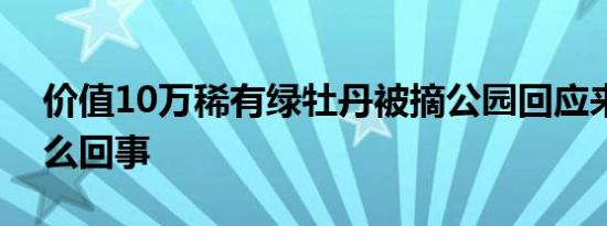 价值10万稀有绿牡丹被摘公园回应来了！怎么回事