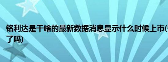 铭利达是干啥的最新数据消息显示什么时候上市(铭利达上市了吗)