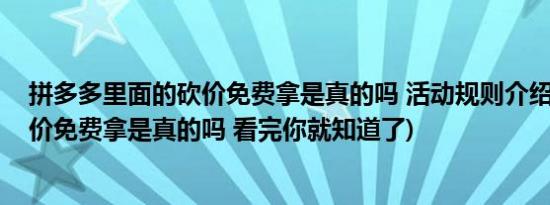 拼多多里面的砍价免费拿是真的吗 活动规则介绍(拼多多砍价免费拿是真的吗 看完你就知道了)