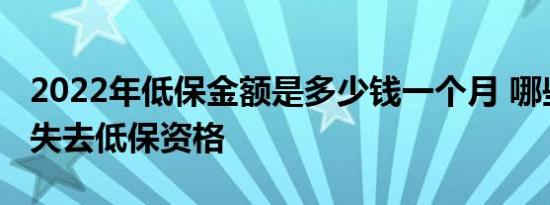 2022年低保金额是多少钱一个月 哪些情况会失去低保资格