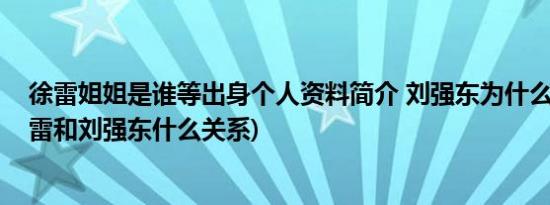 徐雷姐姐是谁等出身个人资料简介 刘强东为什么看重他(徐雷和刘强东什么关系)
