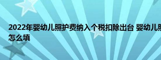 2022年婴幼儿照护费纳入个税扣除出台 婴幼儿照护减个税怎么填