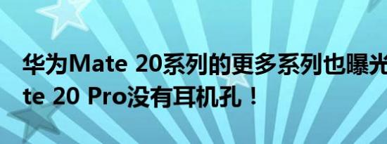 华为Mate 20系列的更多系列也曝光了：Mate 20 Pro没有耳机孔！