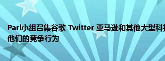 Parl小组召集谷歌 Twitter 亚马逊和其他大型科技公司讨论他们的竞争行为