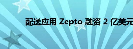 配送应用 Zepto 融资 2 亿美元