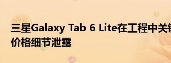 三星Galaxy Tab 6 Lite在工程中关键规格和价格细节泄露