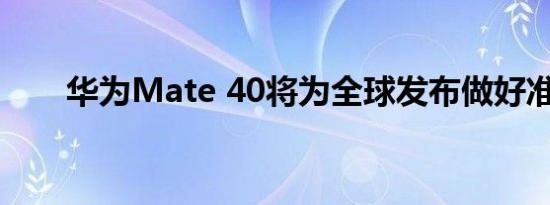 华为Mate 40将为全球发布做好准备