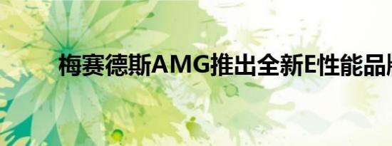 梅赛德斯AMG推出全新E性能品牌