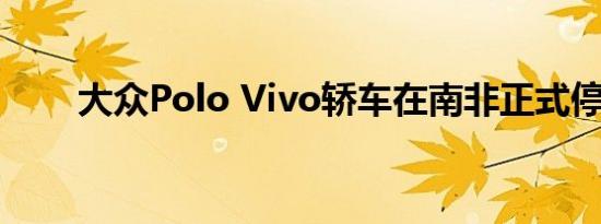 大众Polo Vivo轿车在南非正式停产