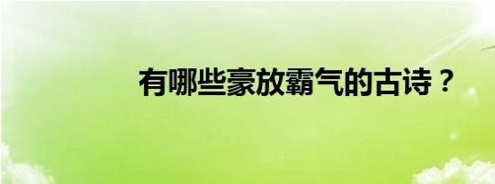 有哪些豪放霸气的古诗？
