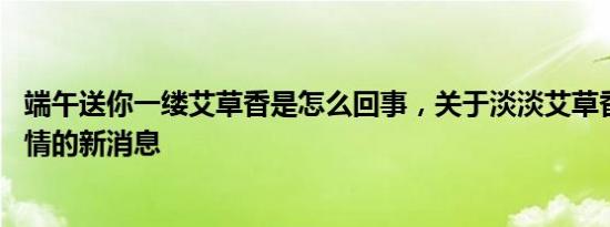 端午送你一缕艾草香是怎么回事，关于淡淡艾草香,浓浓端午情的新消息