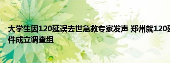 大学生因120延误去世急救专家发声 郑州就120延误救治事件成立调查组