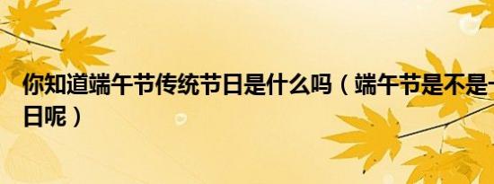 你知道端午节传统节日是什么吗（端午节是不是一个传统节日呢）