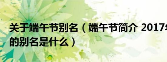 关于端午节别名（端午节简介 2017年端午节的别名是什么）