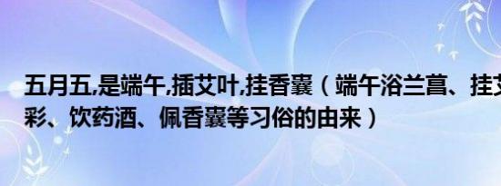 五月五,是端午,插艾叶,挂香囊（端午浴兰菖、挂艾叶、系五彩、饮药酒、佩香囊等习俗的由来）