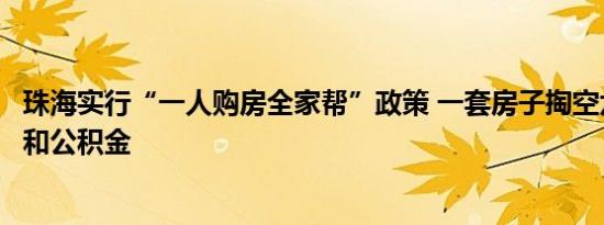 珠海实行“一人购房全家帮”政策 一套房子掏空六个人钱包和公积金