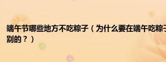 端午节哪些地方不吃粽子（为什么要在端午吃粽子 角黍不吃别的？）