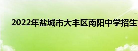 2022年盐城市大丰区南阳中学招生简章