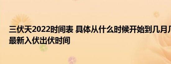 三伏天2022时间表 具体从什么时候开始到几月几号结束附最新入伏出伏时间