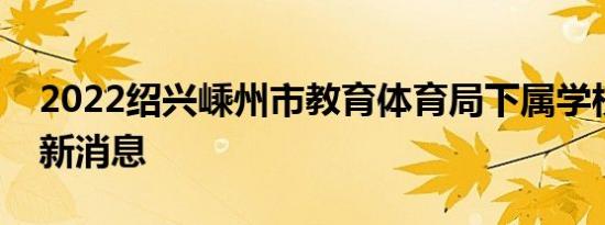2022绍兴嵊州市教育体育局下属学校招聘最新消息