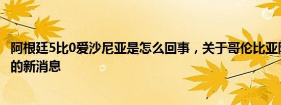 阿根廷5比0爱沙尼亚是怎么回事，关于哥伦比亚阿根廷5比0的新消息