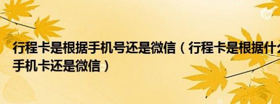 行程卡是根据手机号还是微信（行程卡是根据什么定位的是手机卡还是微信）