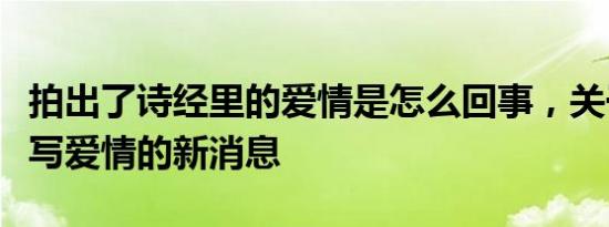 拍出了诗经里的爱情是怎么回事，关于诗经里写爱情的新消息