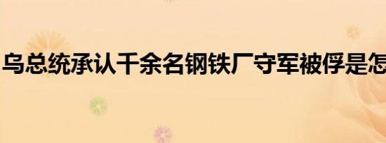 乌总统承认千余名钢铁厂守军被俘是怎么回事