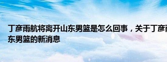 丁彦雨航将离开山东男篮是怎么回事，关于丁彦雨航回归山东男篮的新消息