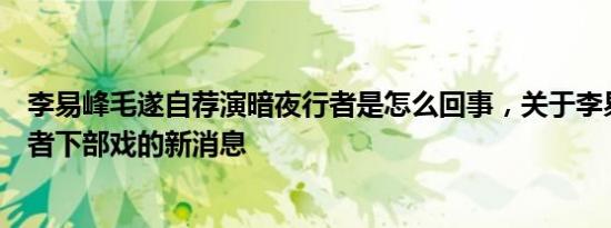 李易峰毛遂自荐演暗夜行者是怎么回事，关于李易峰暗夜行者下部戏的新消息
