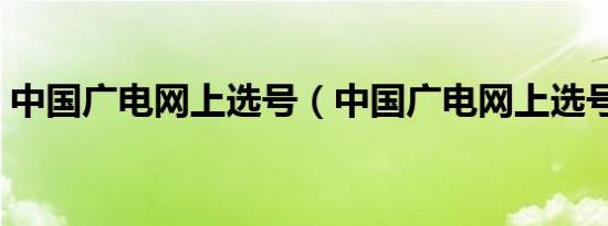 中国广电网上选号（中国广电网上选号入口）