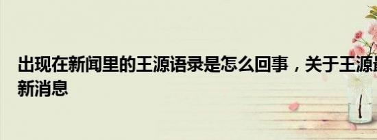出现在新闻里的王源语录是怎么回事，关于王源最新语录的新消息