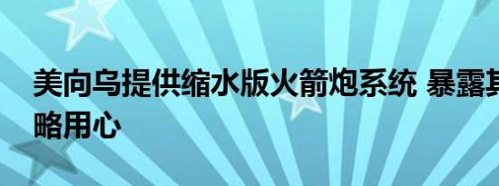 美向乌提供缩水版火箭炮系统 暴露其险恶战略用心