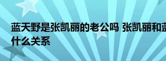 蓝天野是张凯丽的老公吗 张凯丽和蓝天野是什么关系