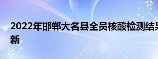 2022年邯郸大名县全员核酸检测结果持续更新