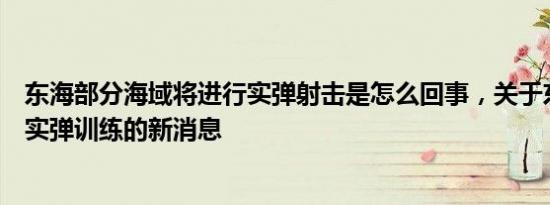 东海部分海域将进行实弹射击是怎么回事，关于东海海域将实弹训练的新消息